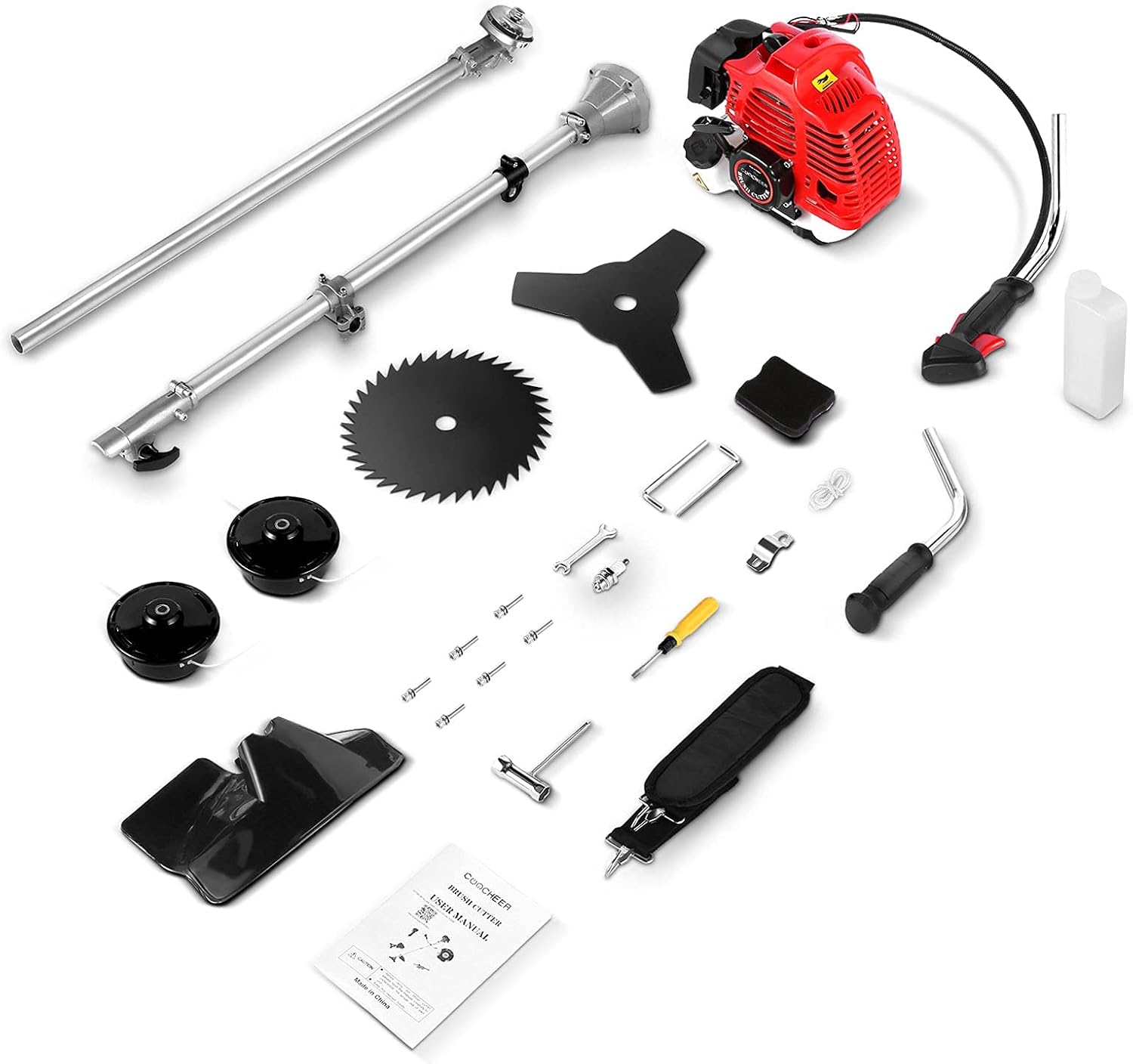 58CC 2-Cycle Gas Powered String Trimmer with 4 Detachable Head Straight Shaft Weed Wacker H160532