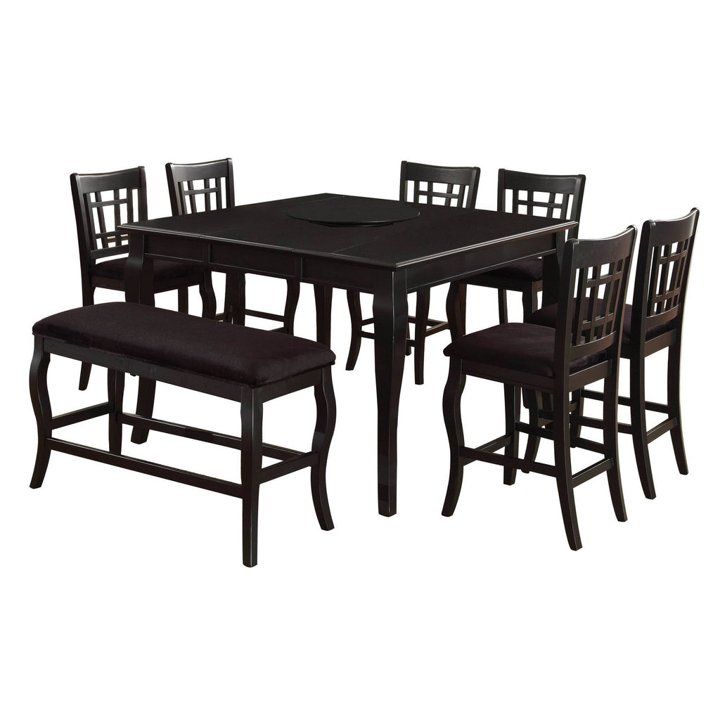 Black Wooden Counter Height Table with Lazy Susan N316