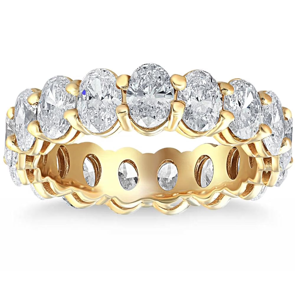 14k Yellow Gold Oval Cut Moissanite Eternity Ring O4886