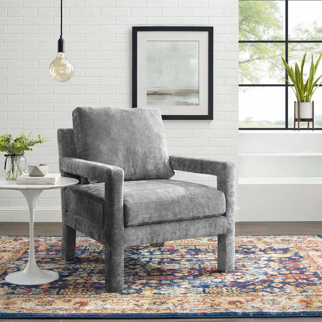 Gray Crushed Velvet Armchair K5765