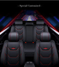 Black-Red PU Leather Car Seat Covers 5 Seats Full Set B4611