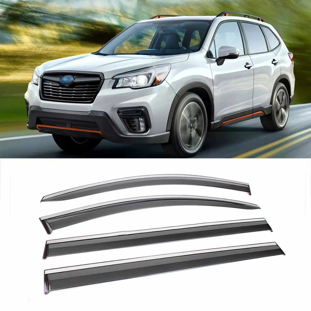 Window Deflector Chrome Window Visors Vent Sun Rain Guards M295