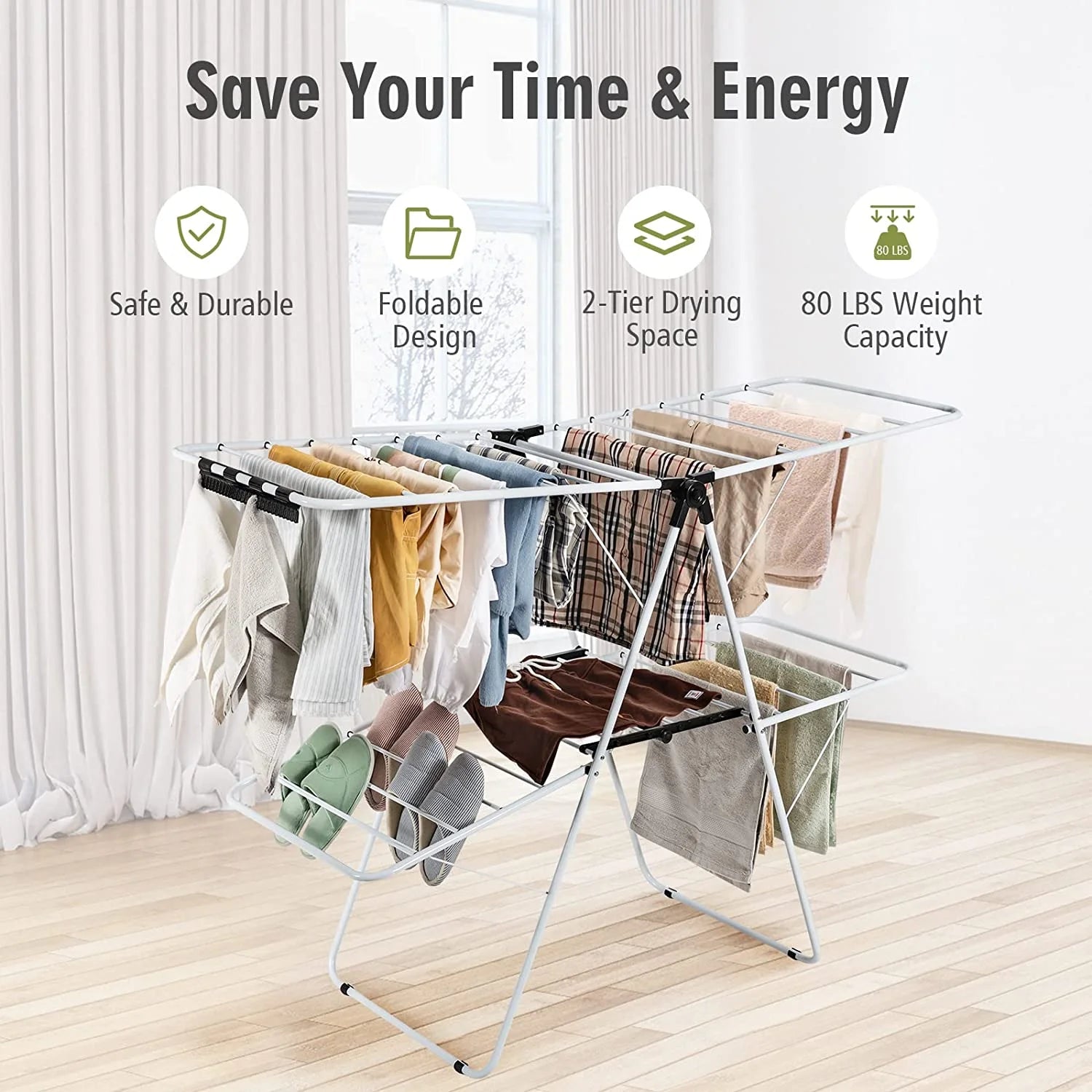 2-Layer Aluminum Clothes Drying Rack N121
