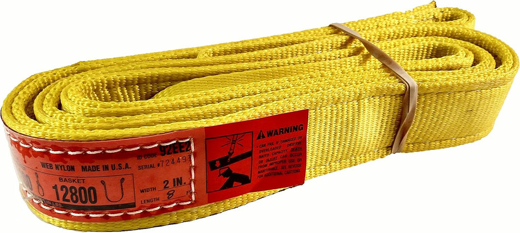 Nylon Lifting Slings, Eye & Eye, 2 Ply Twisted, 6,400 lbs Vertical Load Capacity, Pack of 2 M843462