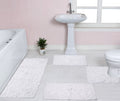 White 4 Piece Cotton Bath Rug Set F614063