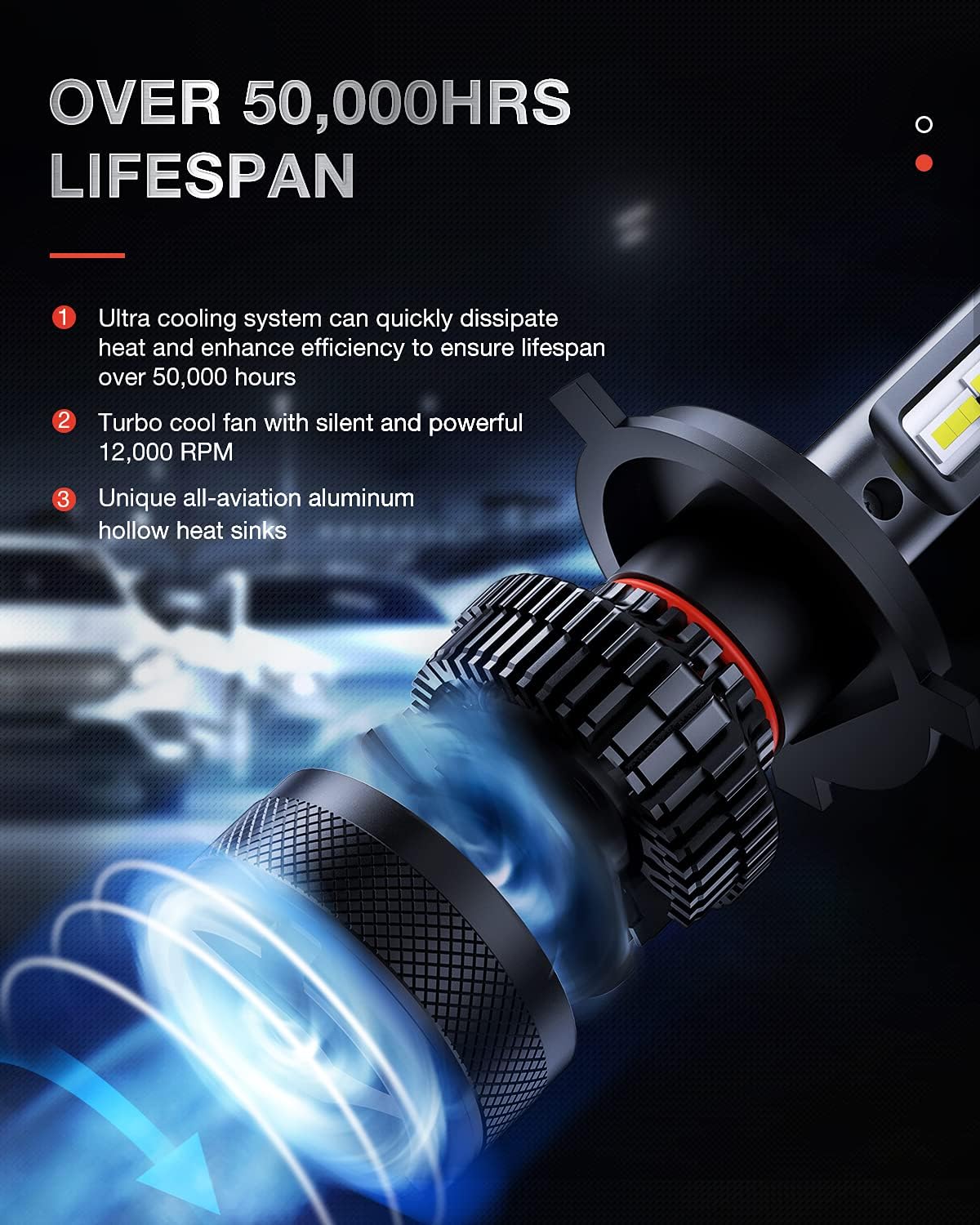 H4 LED Headlight Bulb, 6000K Cool White, 2-Pack C5598