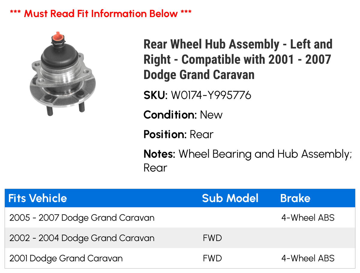 Rear Wheel Hub Assembly Left and Right B5608