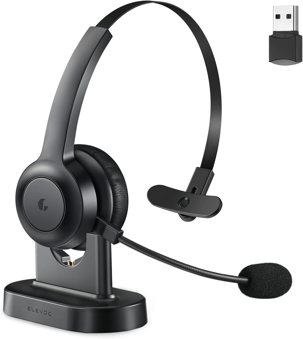 Wireless Bluetooth Headset with Microphone, AI Noise Cancelling, 35 Hrs Talk Time, USB Dongle, Charging Base, Mute Button, Pack of 2 Q5993