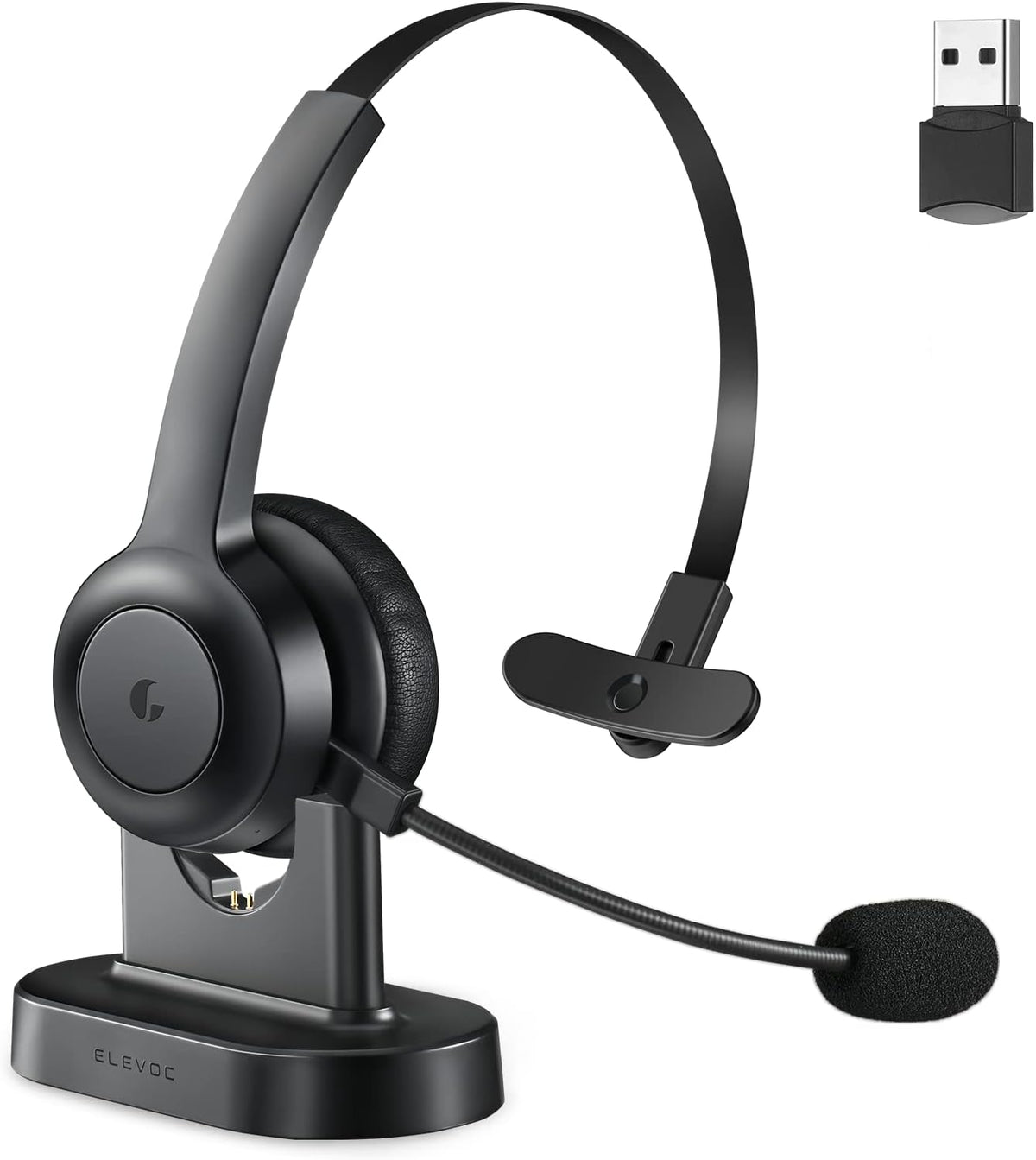 Wireless Bluetooth Headset with Microphone, AI Noise Cancelling, 35 Hrs Talk Time, USB Dongle, Charging Base, Mute Button, Pack of 2 Q5993