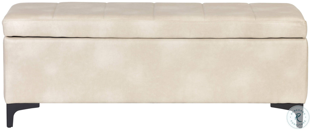 Cream Faux Leather Storage Bench X555