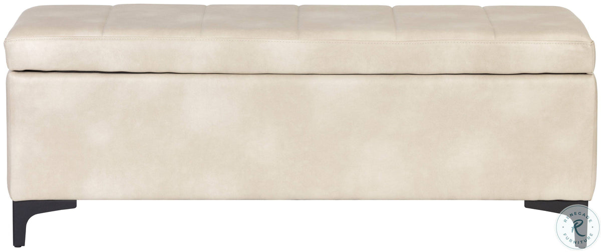 Cream Faux Leather Storage Bench X555
