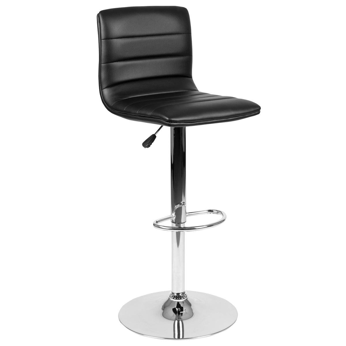 Modern Vinyl Adjustable Height Barstool with Horizontal Stitch Back, Set of 2 W228