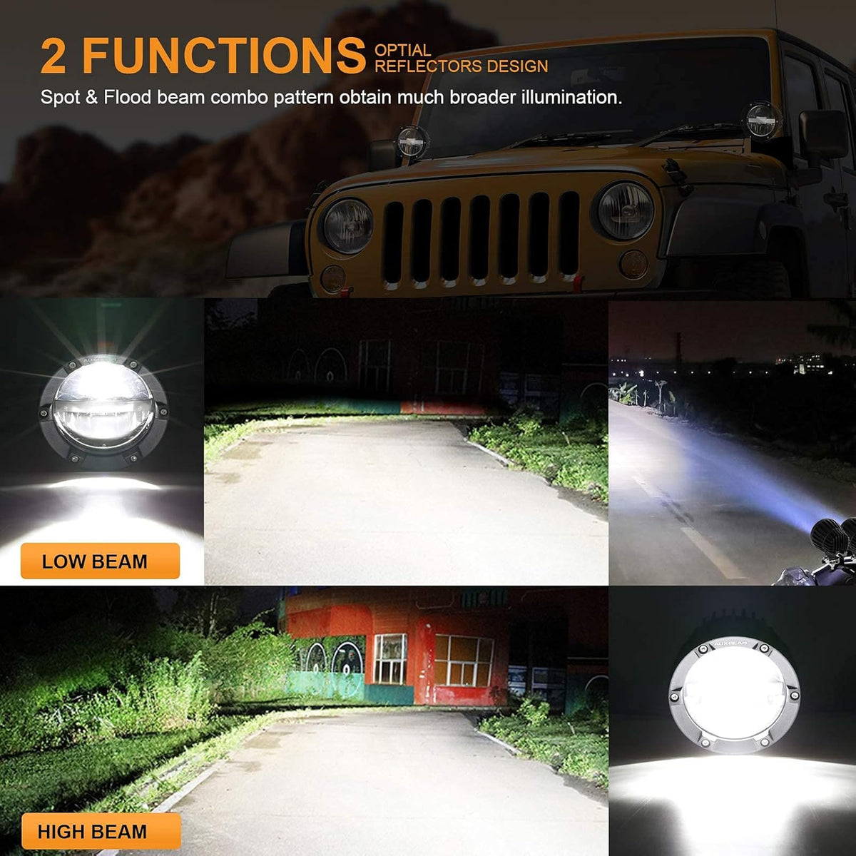 4 Inch Round LED Light Pods with Hi/Lo/Combo Beam 72W 7200LM W665