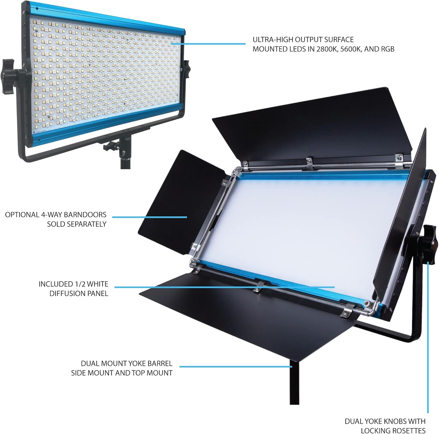 RGB and Bi-Color 2800-8000K LED Video Light V636