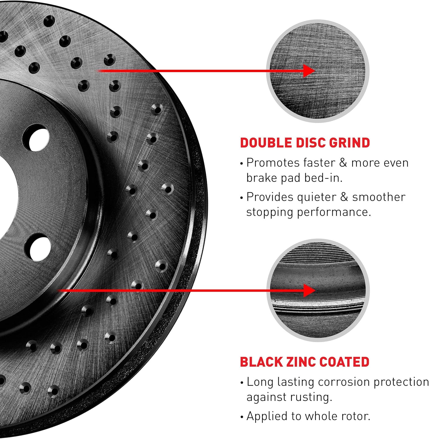 Black Drilled Brake Rotors Kit U464366