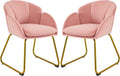 Pink Velvet Flower Shape Armchair with Golden Metal Legs, 2 Pieces A57644
