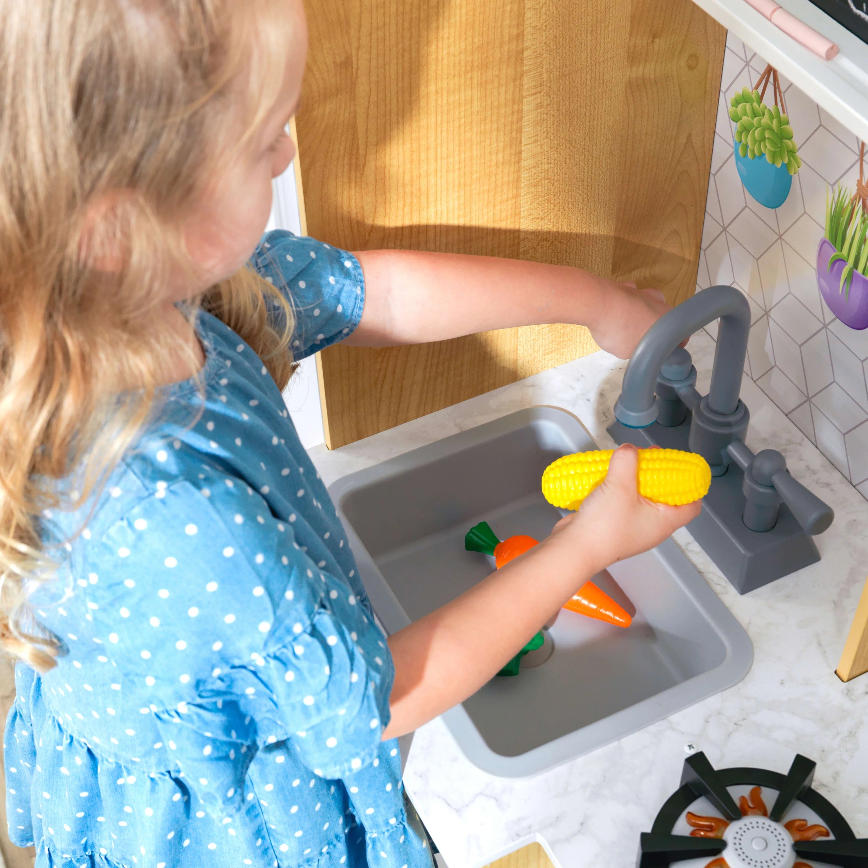 Play Kitchen with Lights and Sounds, Working Ice Maker and 22 Accessories H643600