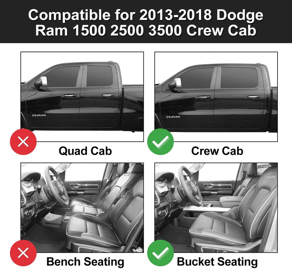 TPE All Weather Custom Fit Floor Liner for Dodge Ram, 1st & 2nd Row Full Set, Black C1020
