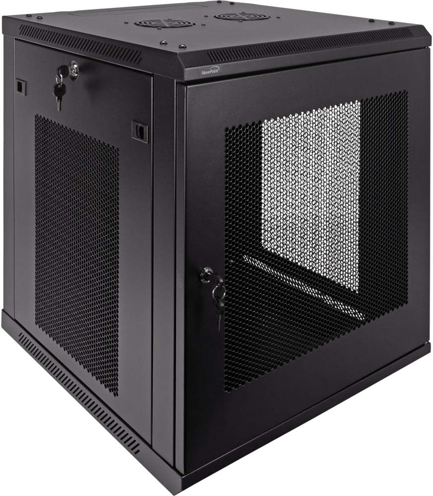 12U Wallmount Cabinet Enclosure 19-Inch Server Network Rack with Locking Perforated Door Black S28022