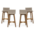 4pk Acacia Wood Wicker Patio Barstools Brown S19380