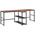 83" Two Person Computer Desk with 2 Storage Shelves and Book Shelf Y374