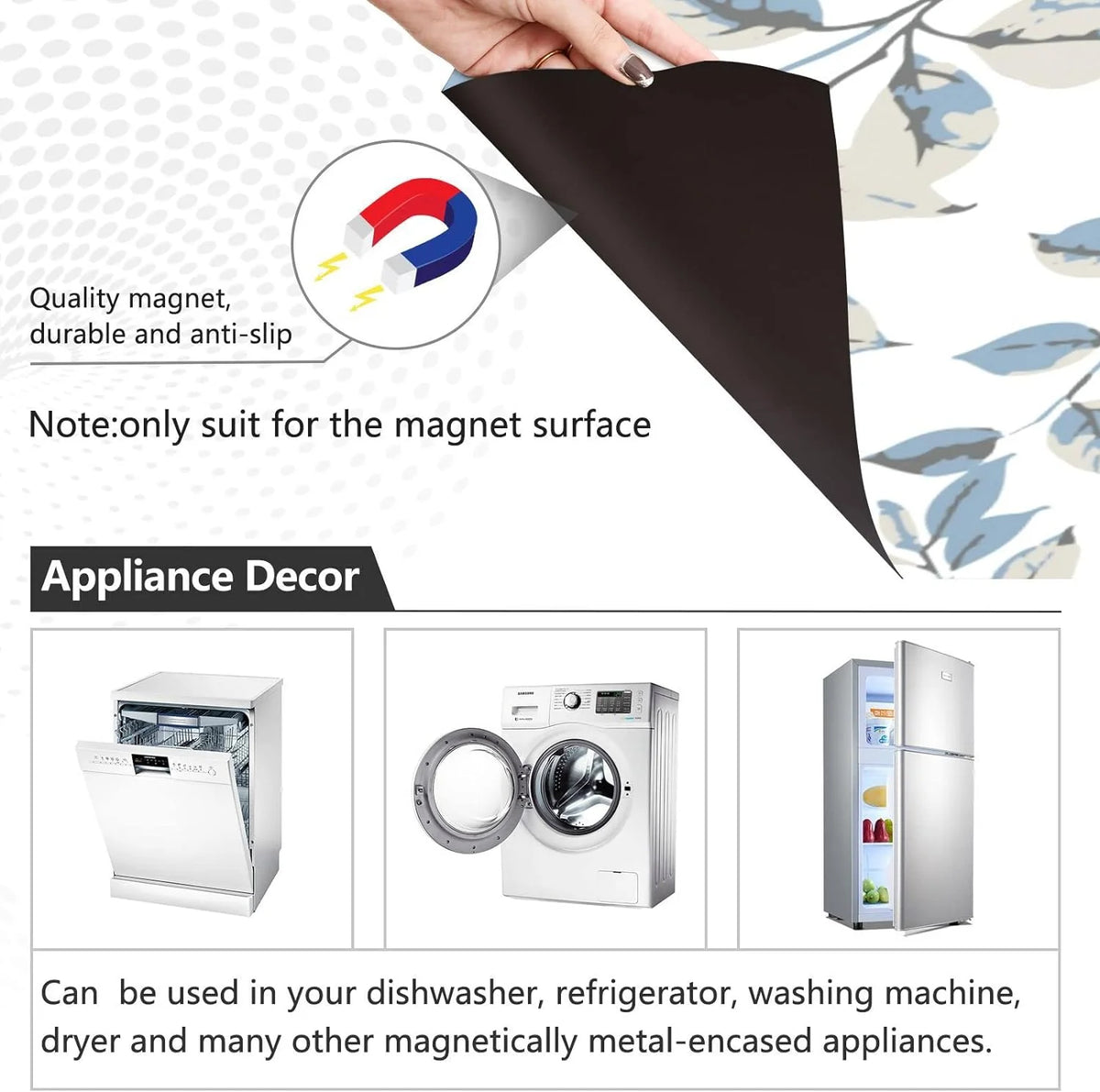 Flower Dishwasher Magnet Cover, 23x26 Inch Decorative Front Dishwasher Cover Sticker N19122