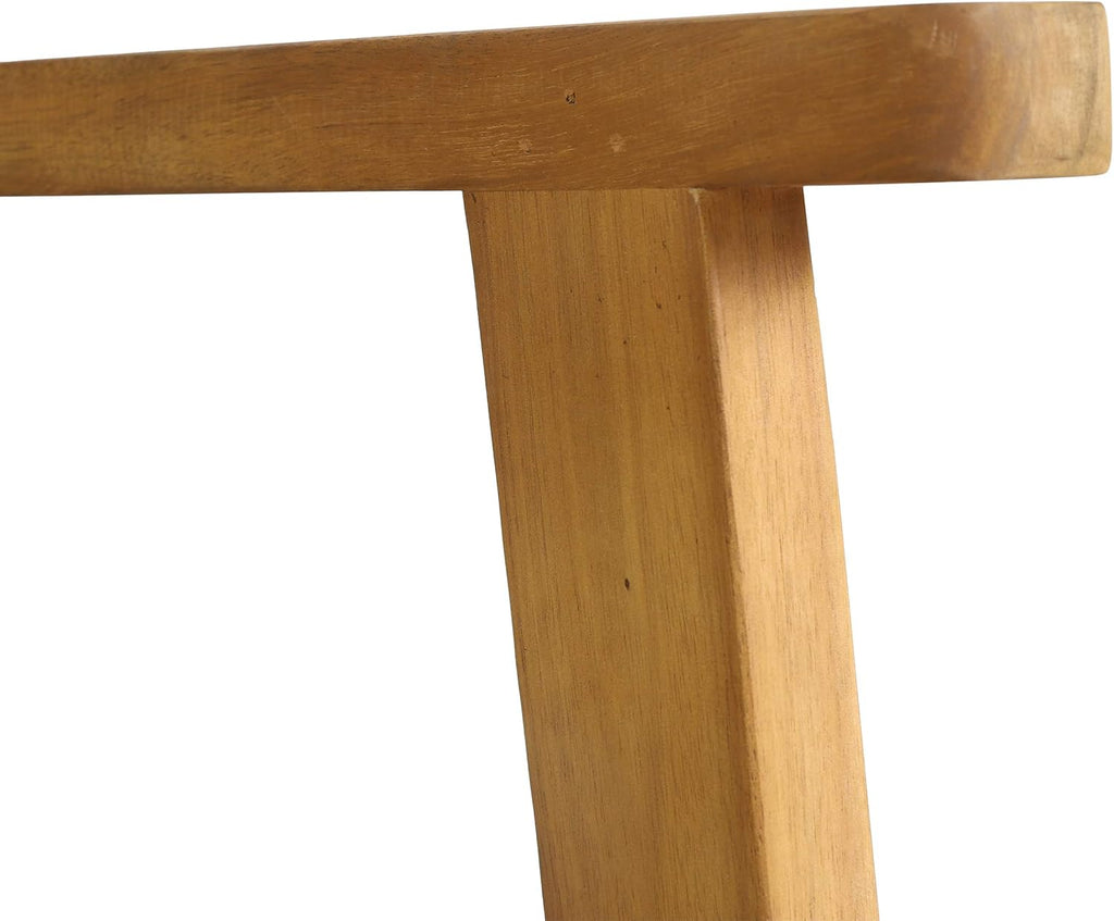 Outdoor Acacia Wood Dining Chair with Rope Seating (Set of 2), Teak and Dark Gray C33235