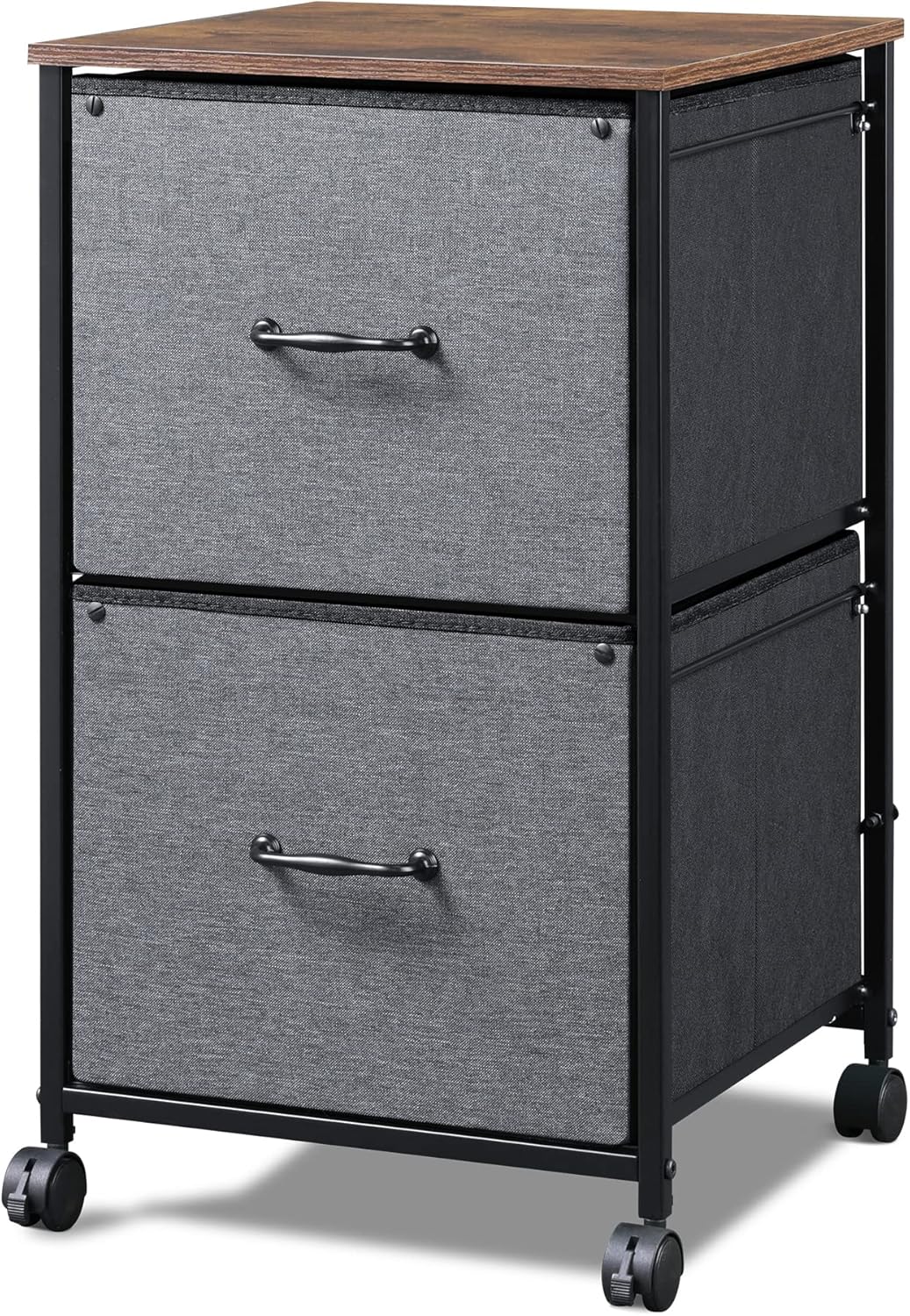 Rustic Brown 2 Drawer Mobile File Cabinet J240457
