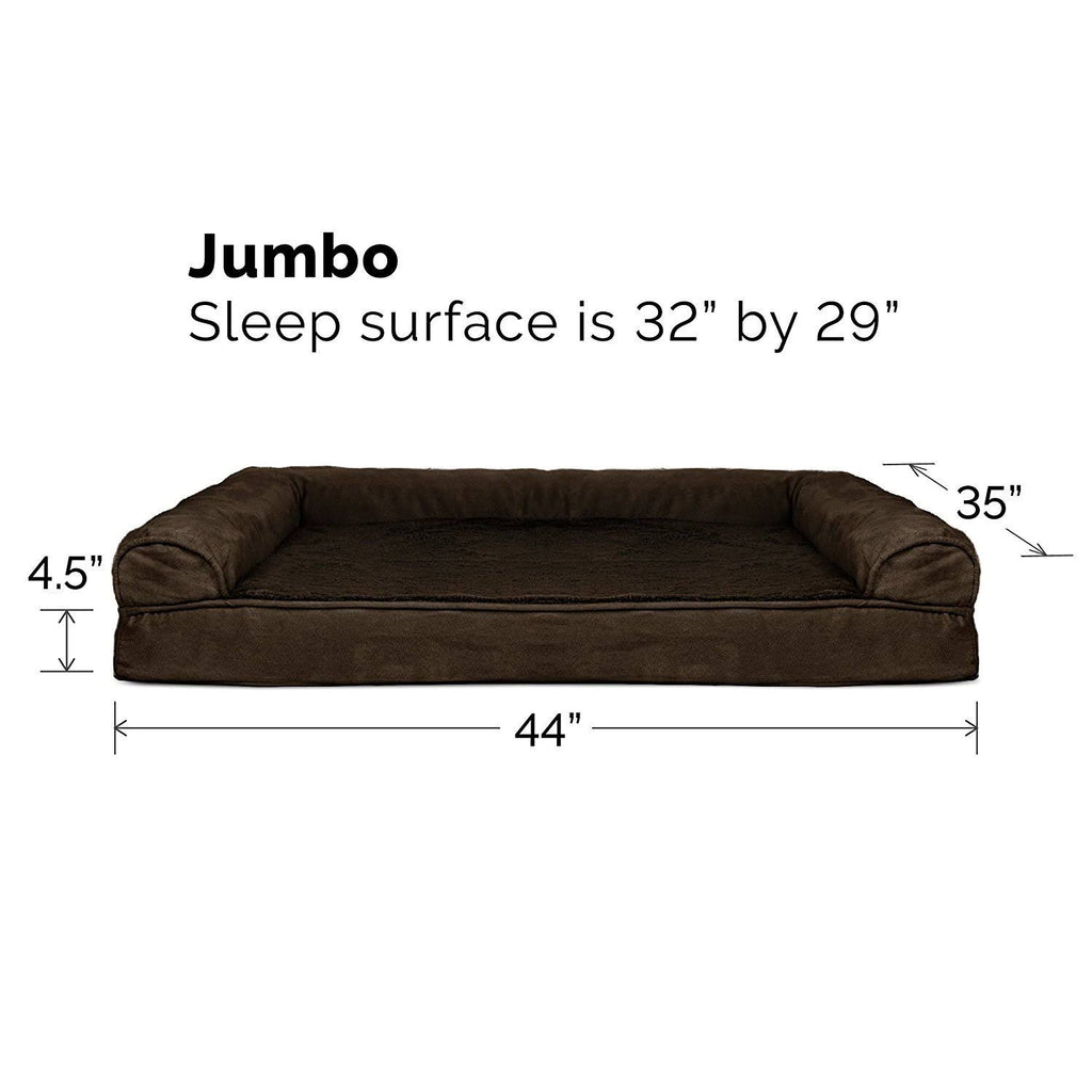 Orthopedic Ultra Plush Sofa-Style Pet Bed, Espresso, Jumbo V297
