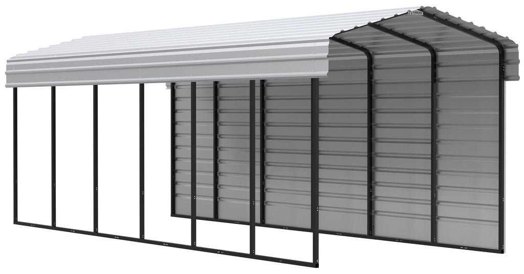 Galvanized Steel Carport Kit with 1-Sided Enclosure, 10' x 29' x 9' C42687