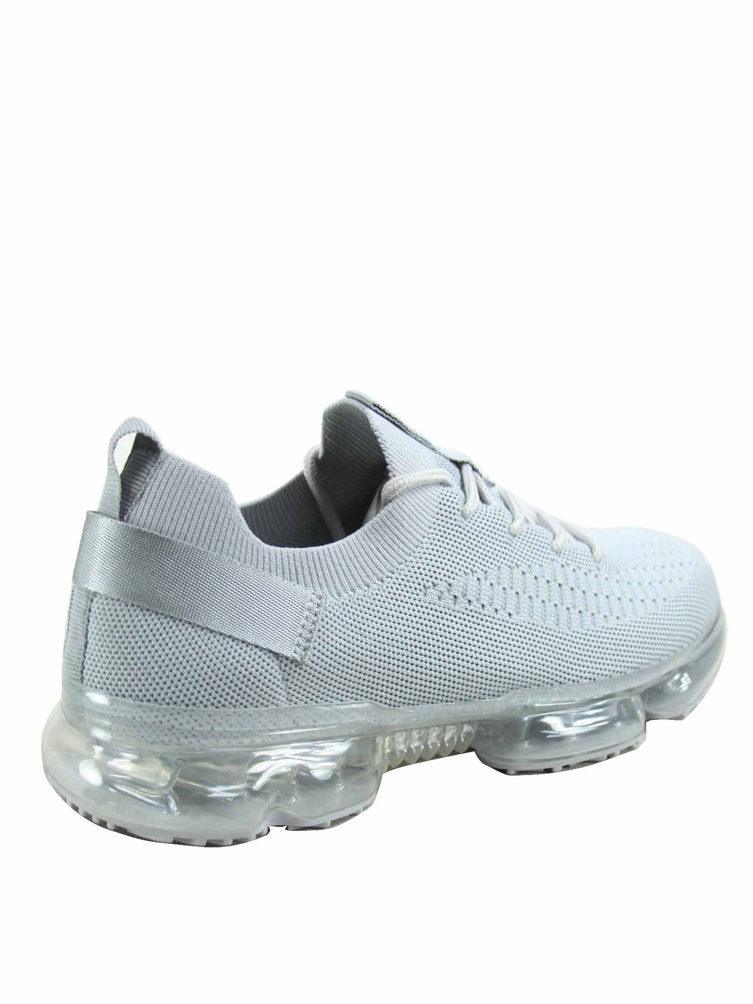 Grey Stretch Elastic Mesh Lace Up Rubber Sneaker K301
