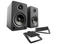 Matte Black Powered Speakers with Desktop Stand Kit E9002