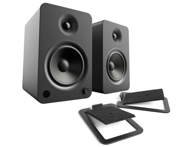 Matte Black Powered Speakers with Desktop Stand Kit E9002