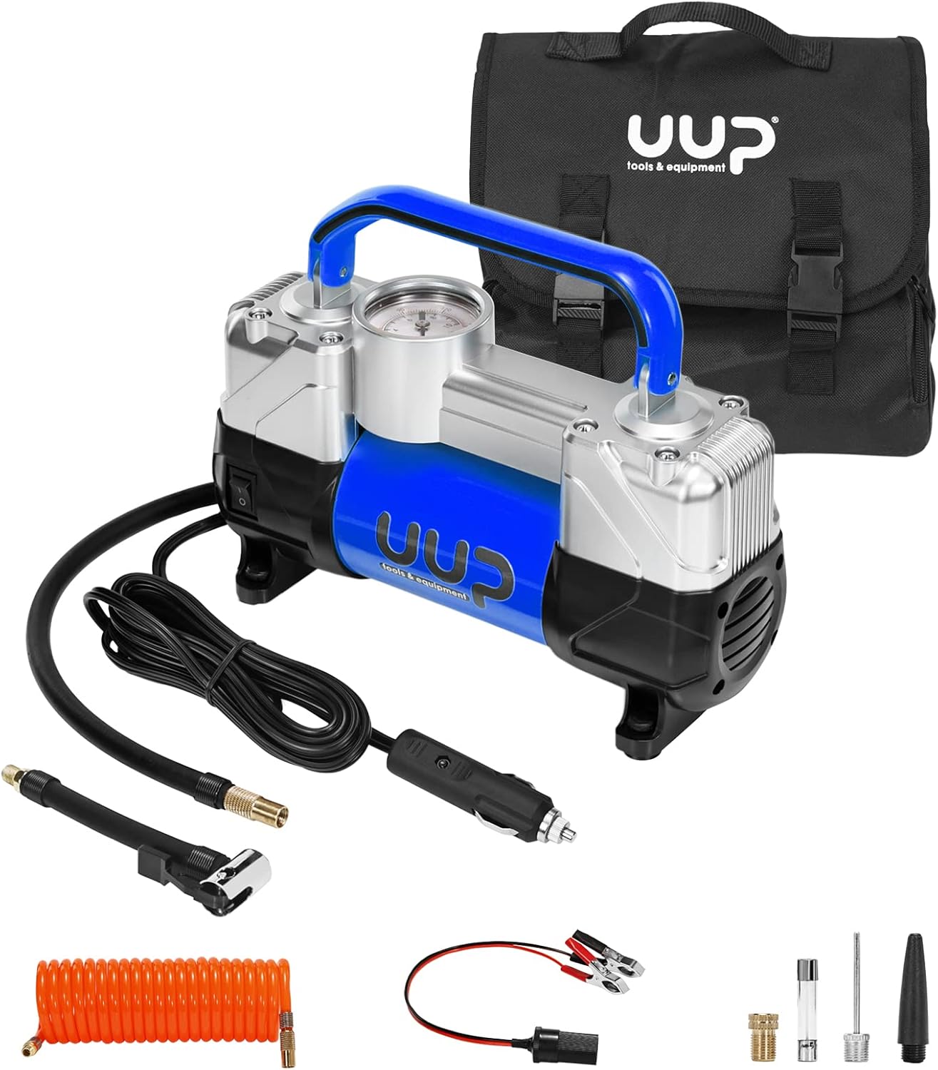 Portable Air Compressor Tire Inflator with 12V DC, Metal Air Pump J43045