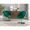 Green Velvet Tufted Swivel Barrel Chair (Set of 2) J300156