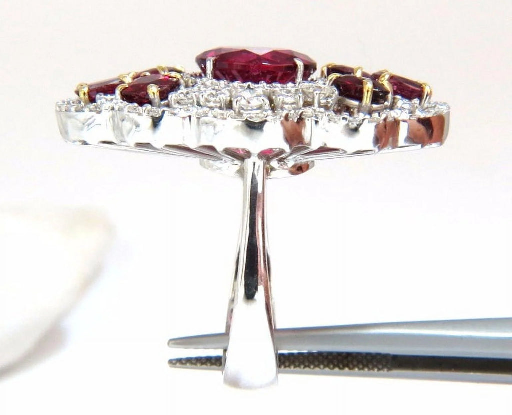 8.03CT Natural Tourmaline Ruby Diamond Cluster Ring C4686