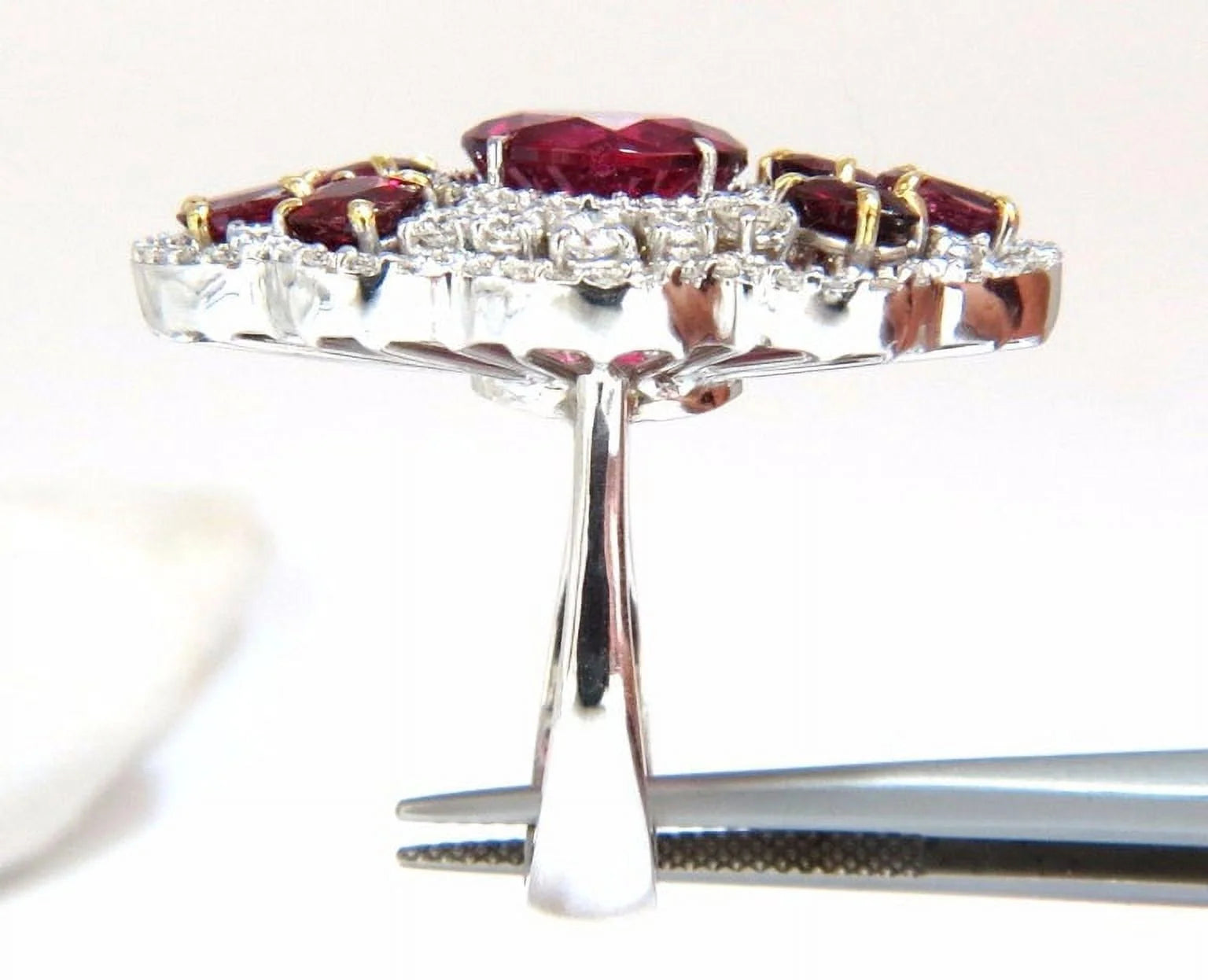 8.03CT Natural Tourmaline Ruby Diamond Cluster Ring C4686