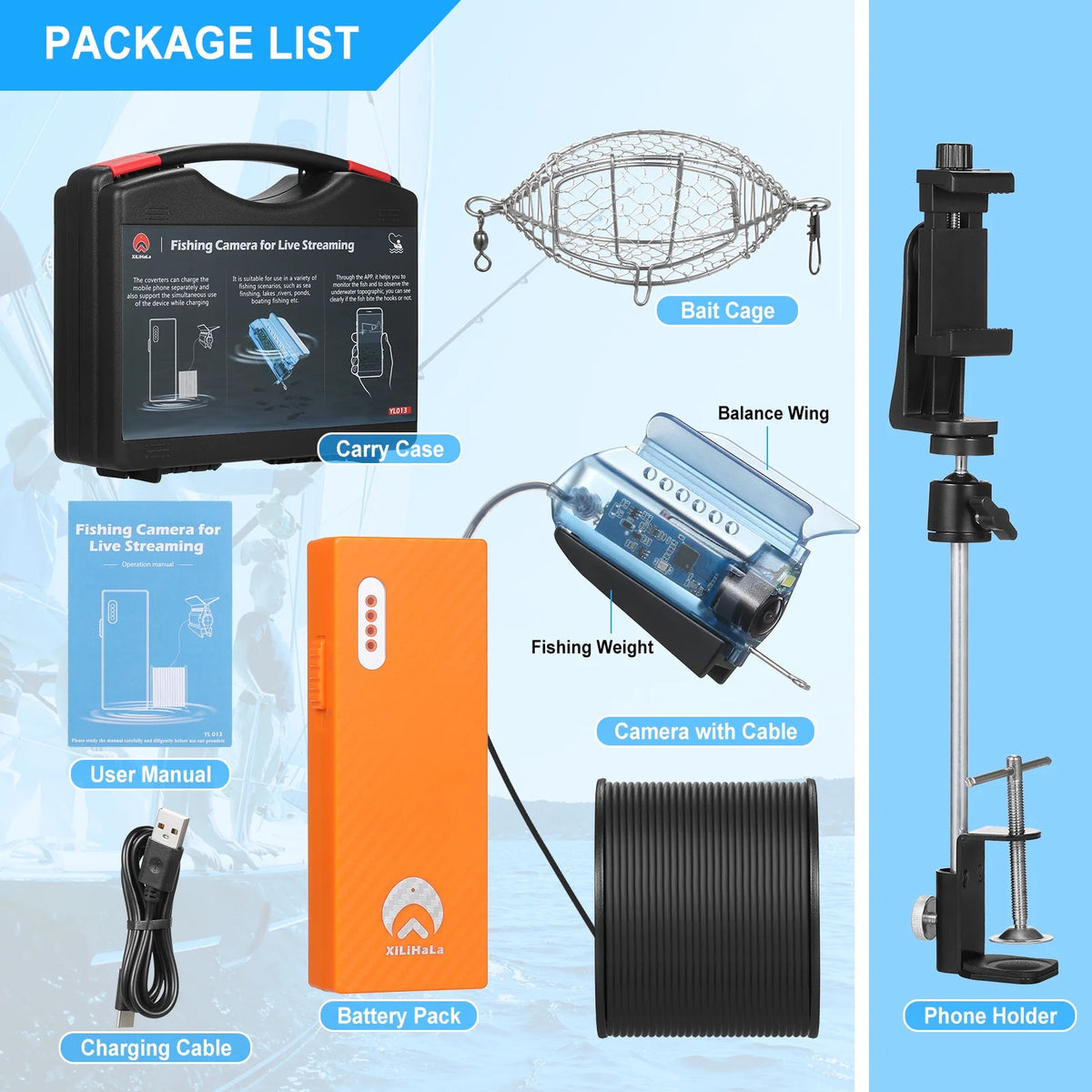 Underwater Fishing Camera with 50M Cable Fish Finder M8366