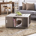 Rustic Storage Coffee Table, Weathered White M143