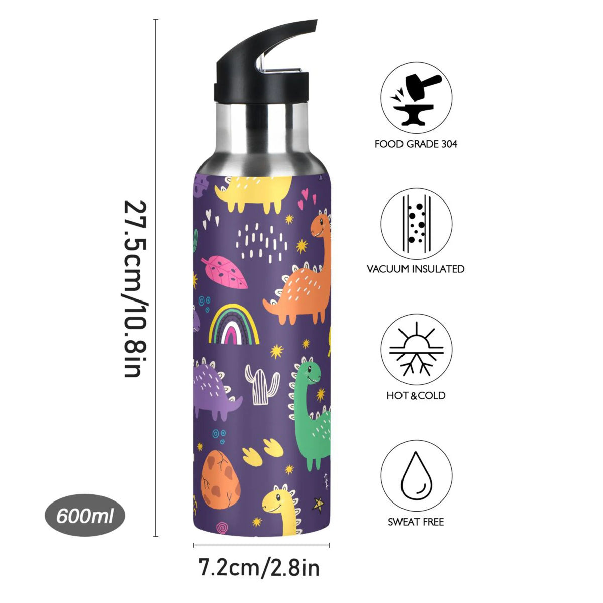 Stainless Steel Insulated Water Bottle with Straw Lid M46158