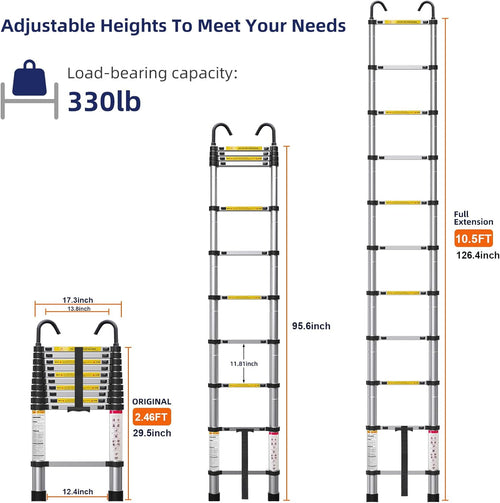 10.5ft Aluminum Telescoping Ladder with Hook G2583