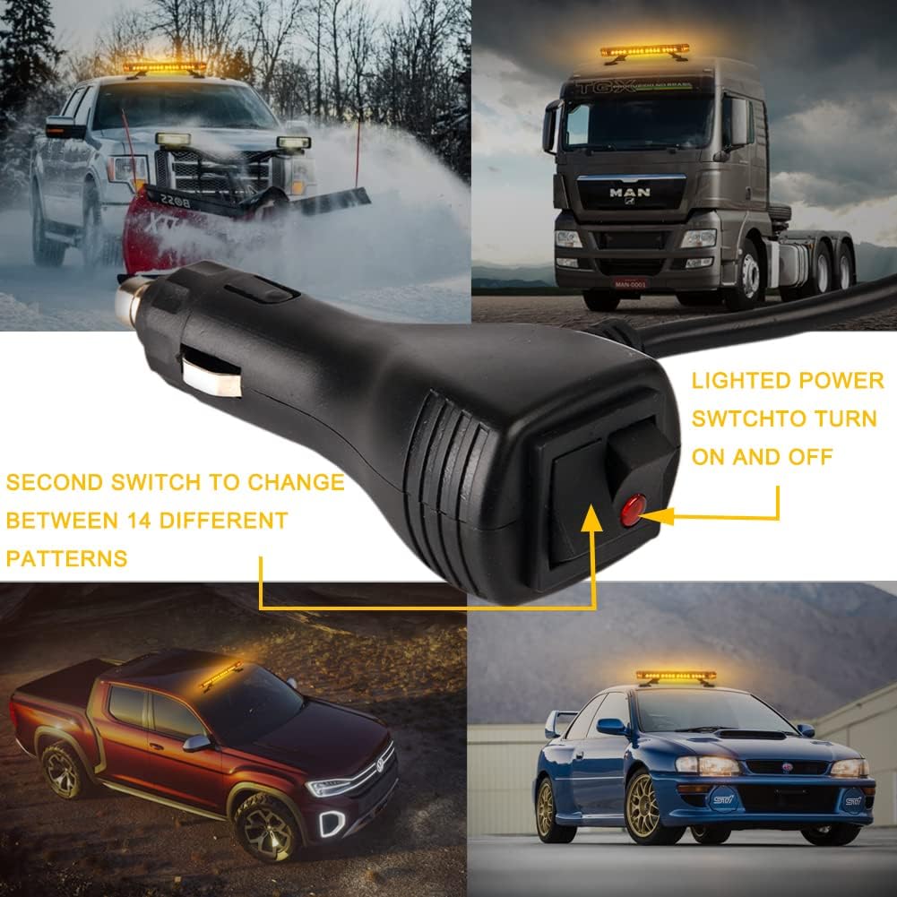 56 LEDs Emergency Warning Strobe Light Bar with 5m Cable and Double Switch, Pack of 2 I9935