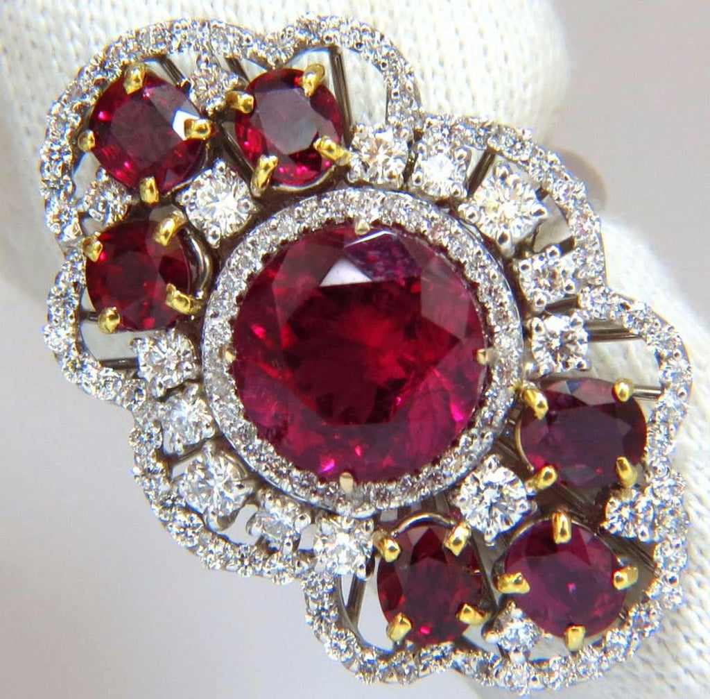 8.03CT Natural Tourmaline Ruby Diamond Cluster Ring C4686