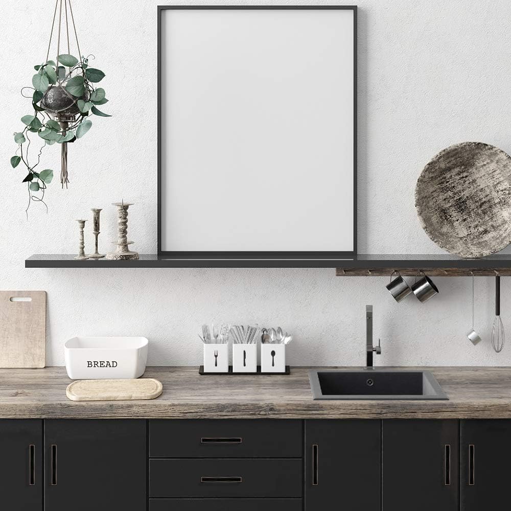 Black Solid Metal Cabinet Handles 6 Pieces 5” Hole Centers G36194