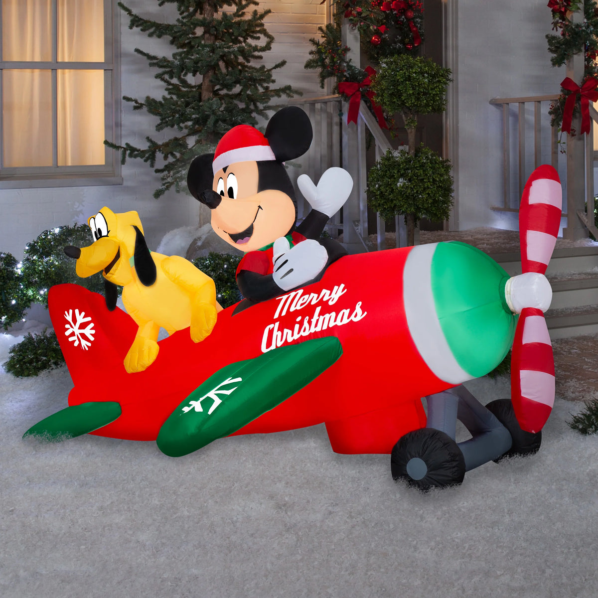 Animated Airblown Inflatable Airplane Scene with LEDs, 4.5 ft Tall D86735