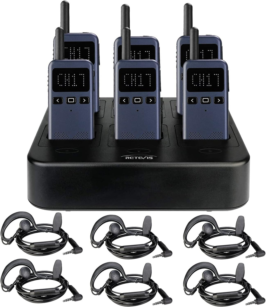 GMRS 2 Way Radio with Earpiece, 6 Pack, 2000mAh Battery G515923