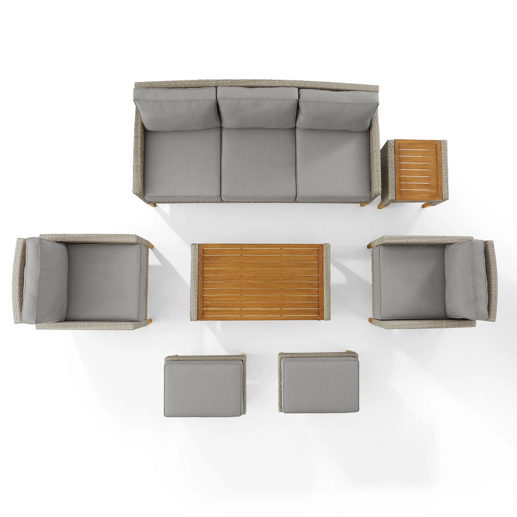 7 Pc Outdoor Wicker Sofa Set Gray X6523
