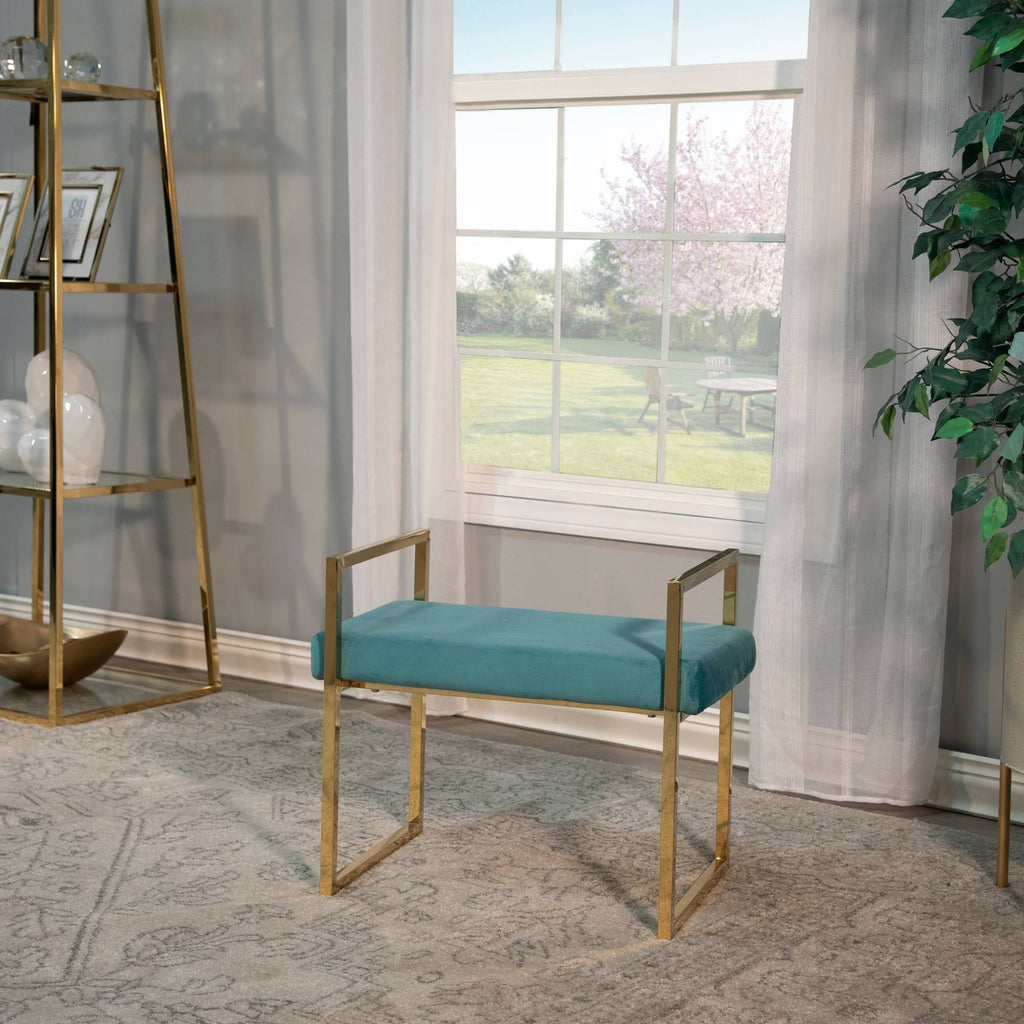 Gold/Teal Velveteen Bench R565433