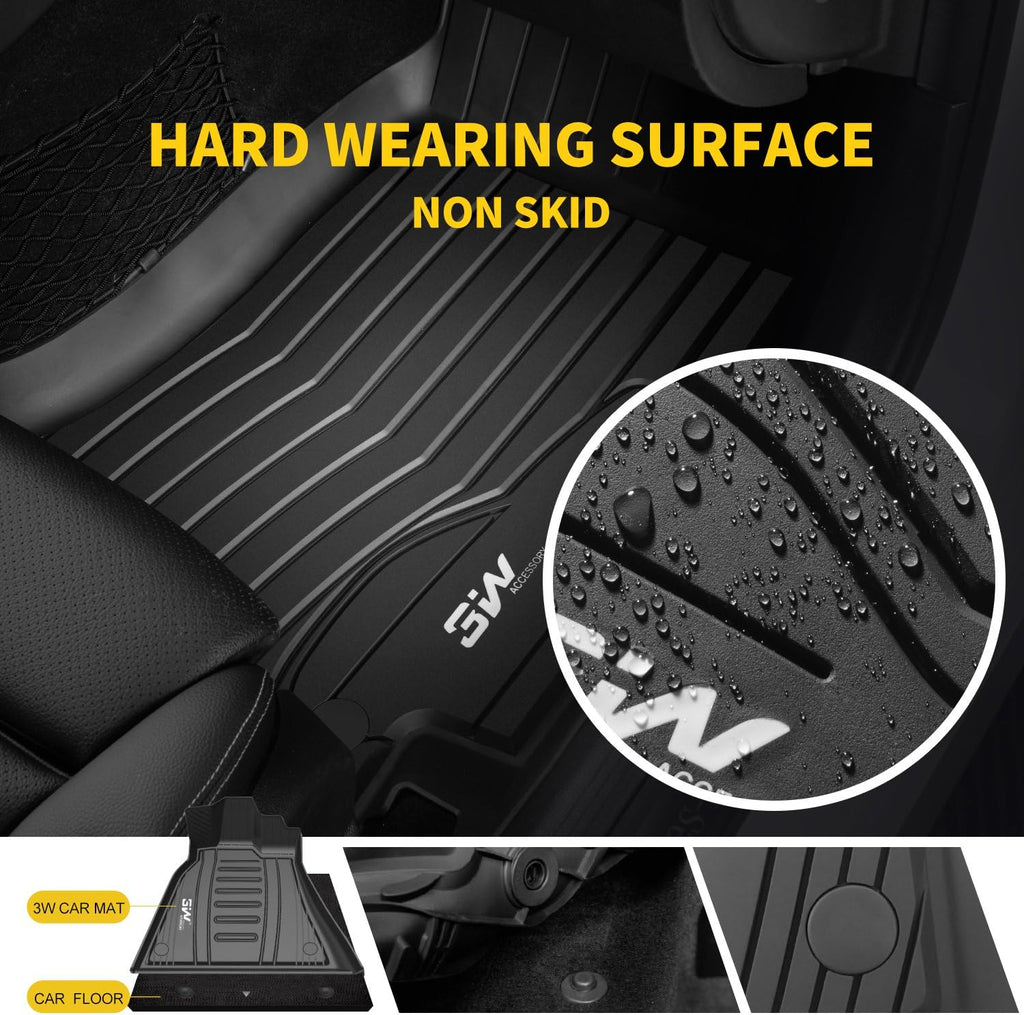 TPE All Weather Custom Fit Floor Liner for Dodge Ram, 1st & 2nd Row Full Set, Black C1020