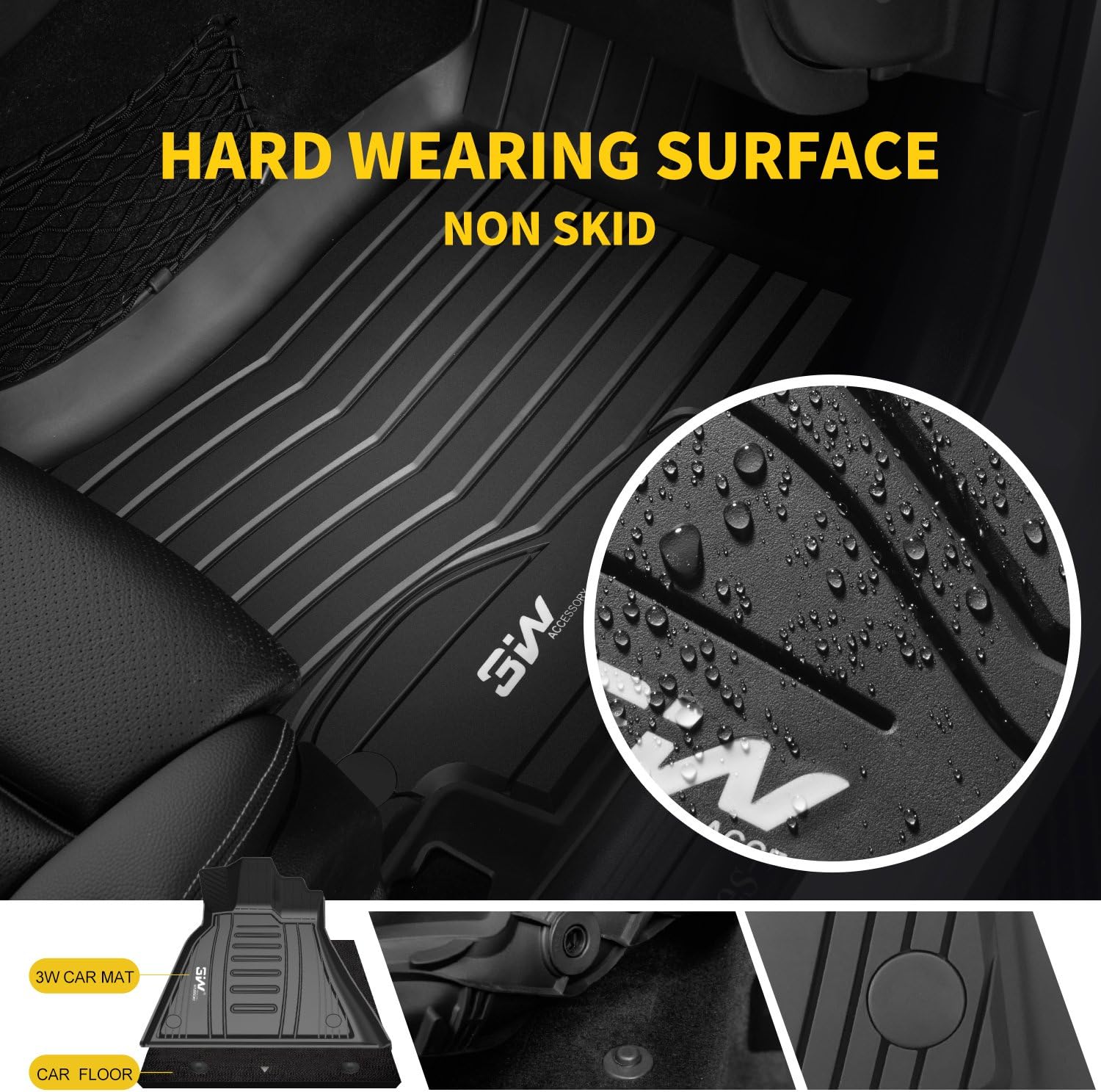 TPE All Weather Custom Fit Floor Liner for Dodge Ram, 1st & 2nd Row Full Set, Black C1020